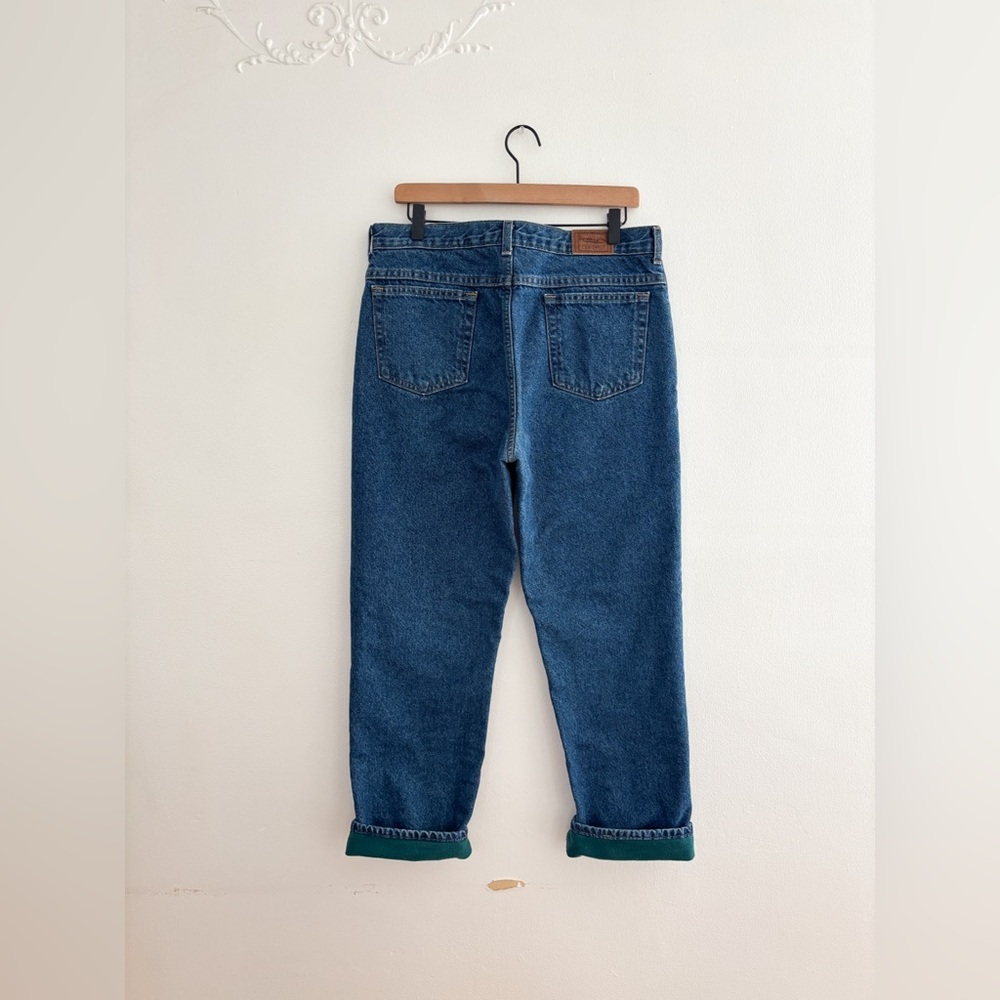 Vintage LL Bean Green Fleece Lined Jeans - Picture 3 of 4